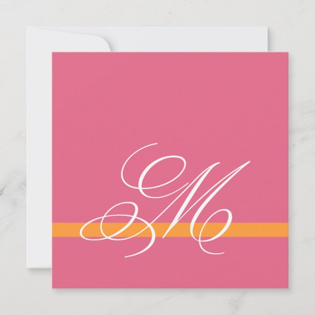 Swirl Monogram Wedding Invitations Pink (Front)