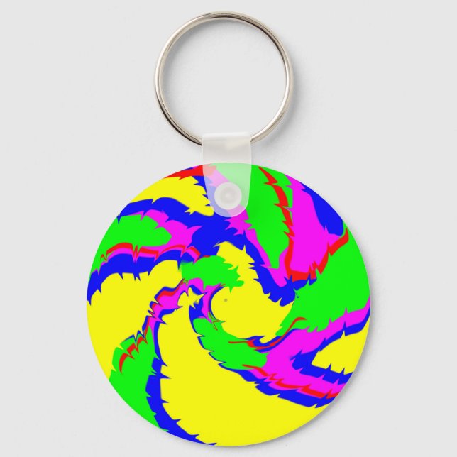 Swirl of Colourful Splatters Keychain (Front)