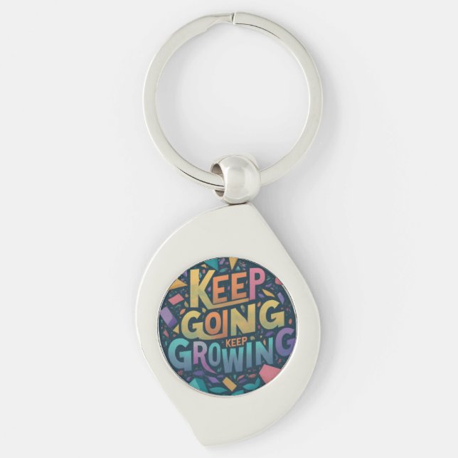 Swirl of Progress: Keep Going, Keep Growing Keychain (Front)