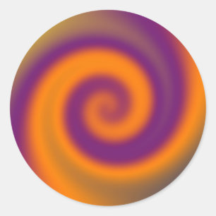 swirl orange purple classic round sticker