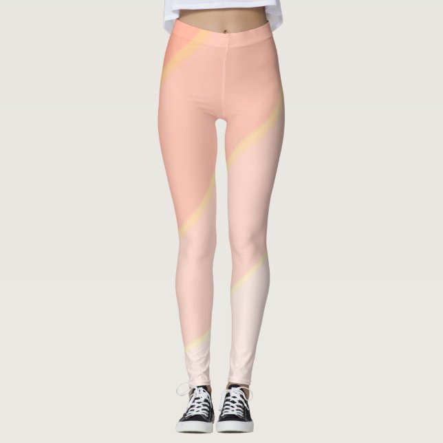 Swirl pattern pastel ombre Peach Leggings (Front)