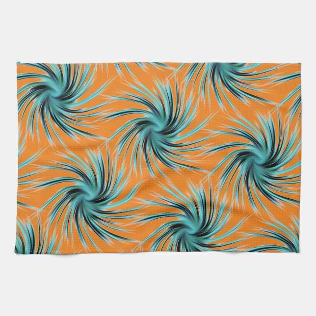 Swirl Pattern - Teal Green Blue Orange Yellow Kitchen Towel (Horizontal)