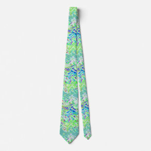 Swirl Patterns Abstract Colorful Green Teal Blue Tie