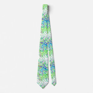 Swirl Patterns Abstract Colourful Bright Green 202 Tie