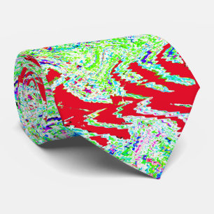 Swirl Patterns Abstract Colourful Bright Green Red Tie
