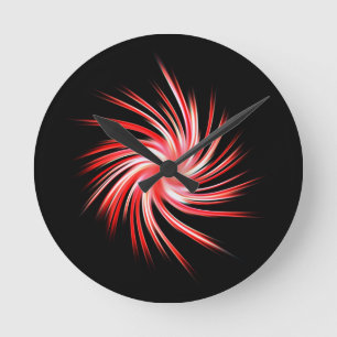 Swirl - Red White Black Round Clock