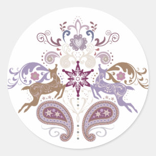 Swirl reindeer classic round sticker