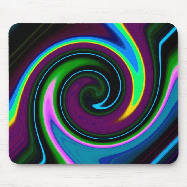 Swirl Retro Blue Mouse Pad (Front)