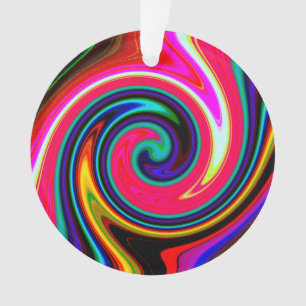 Swirl Retro Neon Red Ornament