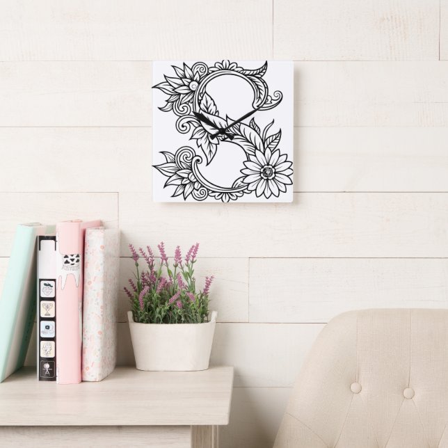 Swirl.S Square Wall Clock (Reading Room)