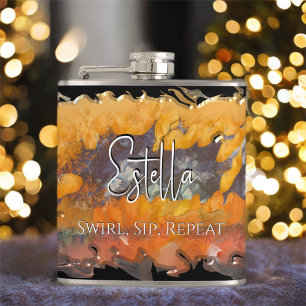 Swirl, Sip, Repeat Sunset 0612 Hip Flask