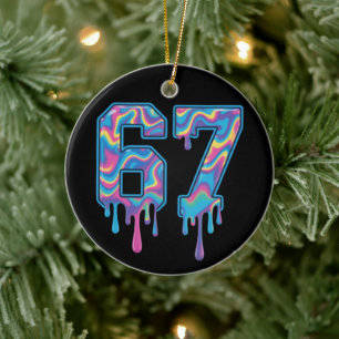 Swirl Six Seven Drip 6 7 Meme Gen Alpha Slang Ceramic Ornament