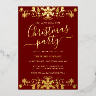 Swirl Snowflake Red Corporate Christmas Party 