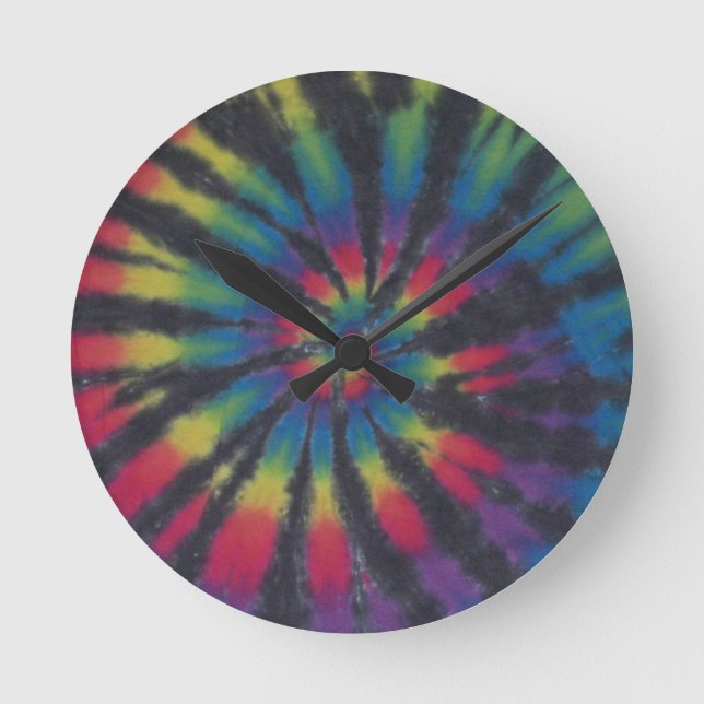Swirl Spiral Tie Dye PhatDyes Clock (Front)