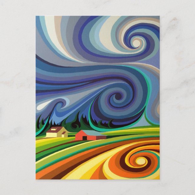 Swirl Spirits Before Storm Postcard Farm Home Sky (Front)