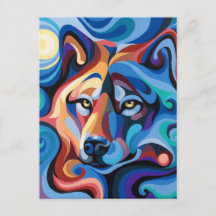 Swirl Spirits Wolf Postcard Spirit Power Animal