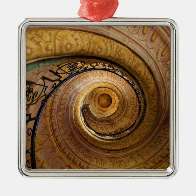 Swirl Staircase Pattern Metal Ornament (Front)