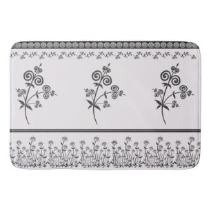 Swirl Style Flora & Foliage In Ornamental Pattern Bath Mat