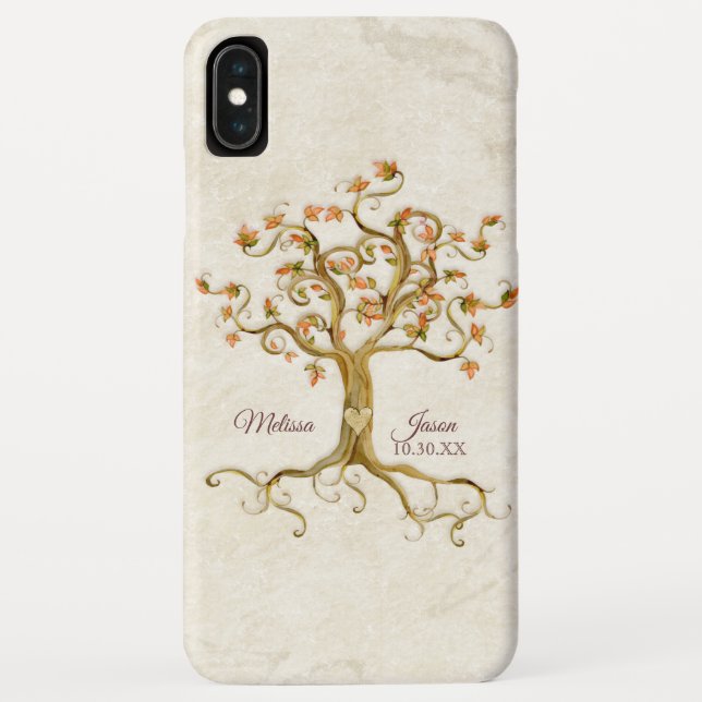 Swirl Tree Autumn Fall Leaves Wedding Anniversary Case-Mate iPhone Case (Back)