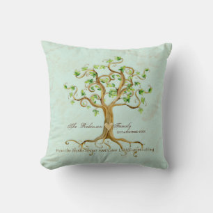 Swirl Tree of Life Roots Personalized Family Gift Throw Pillow
