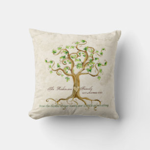 Swirl Tree of Life Roots Personalized Family Gift Throw Pillow