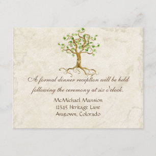 Swirl Tree Root Antiqued Aqua Reception Invite