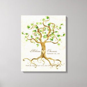 Swirl Tree Roots Antiqued Cream Wedding Gift Art Canvas Print