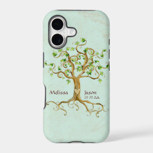 Swirl Tree Roots Antiqued Personalized Names Heart