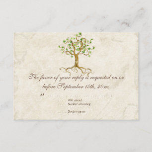 Swirl Tree Roots Antiqued Sage RSVP Response Card