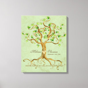 Swirl Tree Roots Antiqued Sage Wedding Gift Art Canvas Print