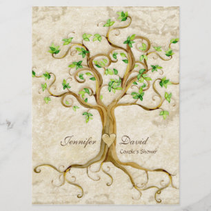 Swirl Tree Roots Antiqued Tan Couples Shower Invitation