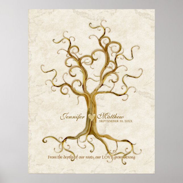 Swirl Tree Roots Antiqued Thumb Print Reception (Front)