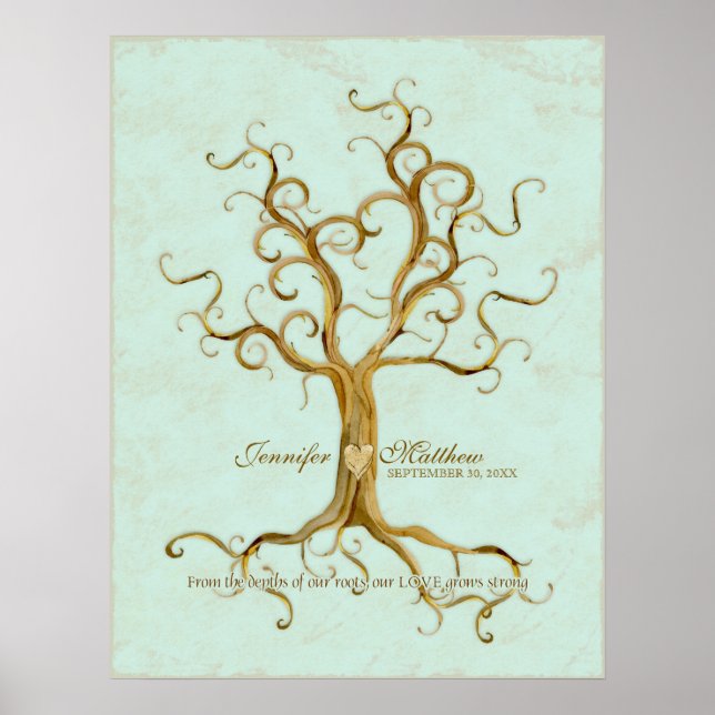 Swirl Tree Roots Antiqued Thumb Print Reception (Front)