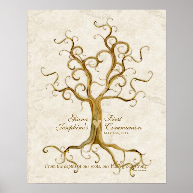 Swirl Tree Roots Antiqued Thumb Print Reception (Front)
