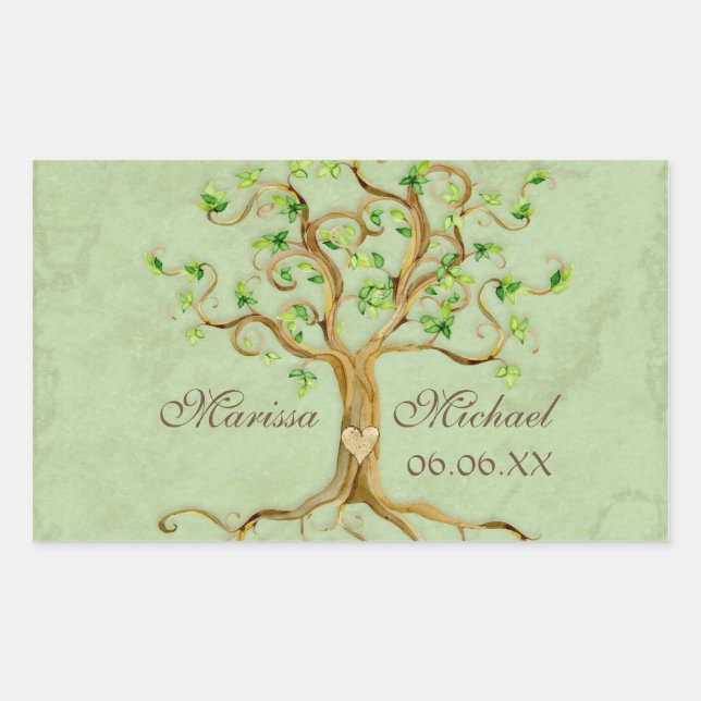 Swirl Tree Roots Antiqued Wedding Matching Seals (Front)