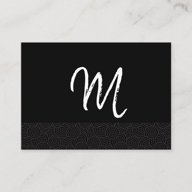 Swirl Trim Scrip Monogram Business Card (Front)