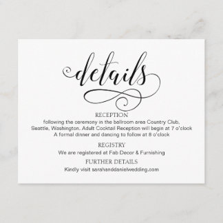 Swirl Typography Wedding Details Enclosure Card