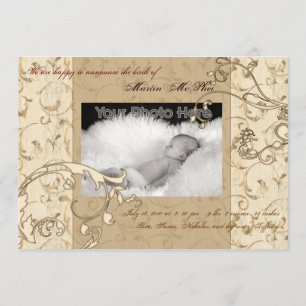 Swirl vintage baby birth announcement