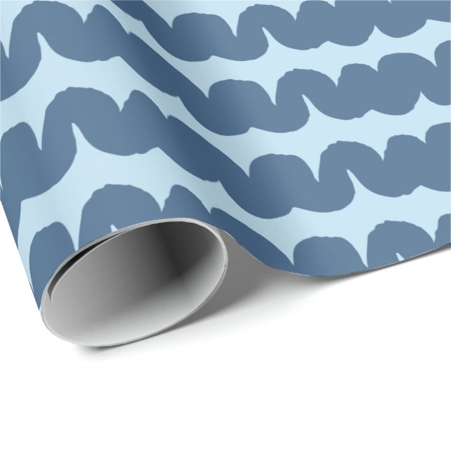 Swirl Wave Stripe Light blue Navy Wrapping Paper (Roll Corner)