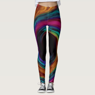 Swirl wavy silk satin multicolor pink violet blue leggings