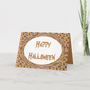 Swirled Autumn Leaves Frame Happy Halloween Card