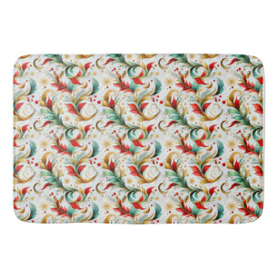 Swirled christmas floral bath mat