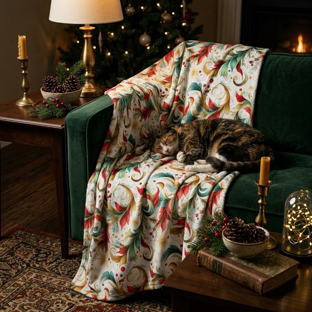 Swirled christmas floral fleece blanket (Creator Uploaded)