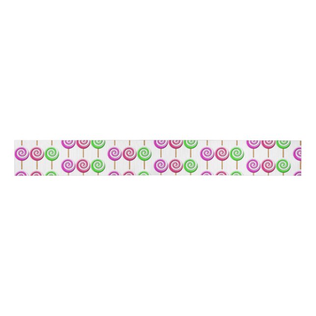Swirled Lollipops Ribbon Grosgrain Ribbon (Front)