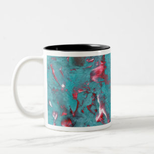 Swirled Marble in Aqua Two-Tone Coffee Mug