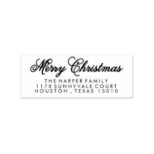 Swirled Merry Christmas Return Address Stamp