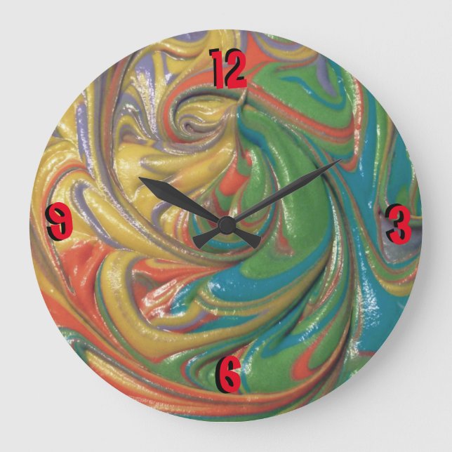 swirled paint large clock (Front)
