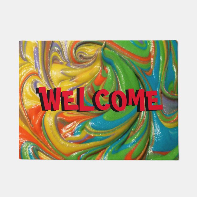 swirled paint welcome mat (Front)