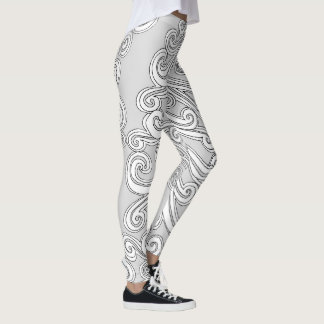 Swirled Paisley Doodle in Any Colour Leggings