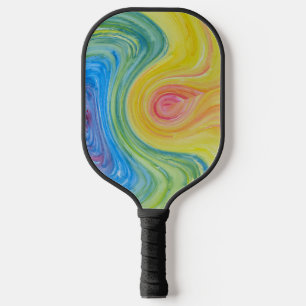 Swirled Rainbow Abstract Painting  Pickleball Paddle